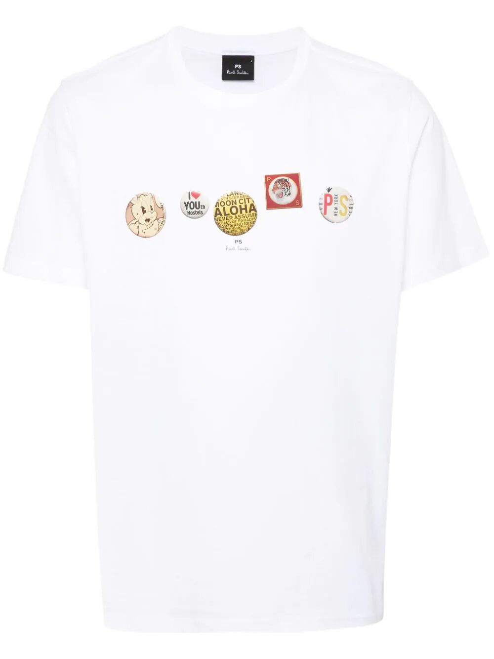 Shop Ps By Paul Smith Mens Reg Fit T-shirt Badges In White