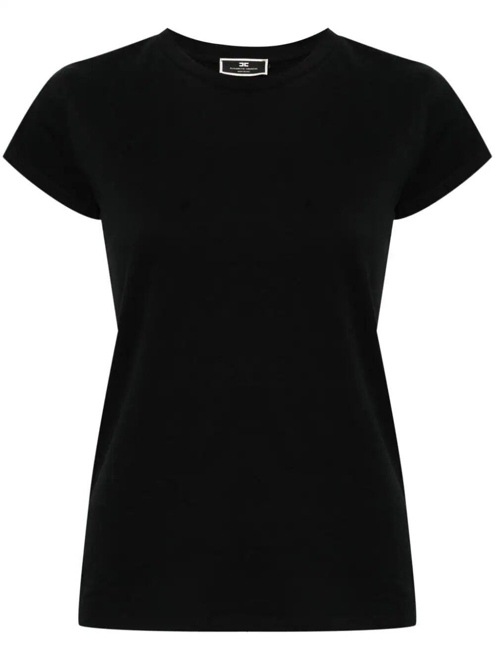 Elisabetta Franchi Embroidered Logo Cotton T-shirt In Black