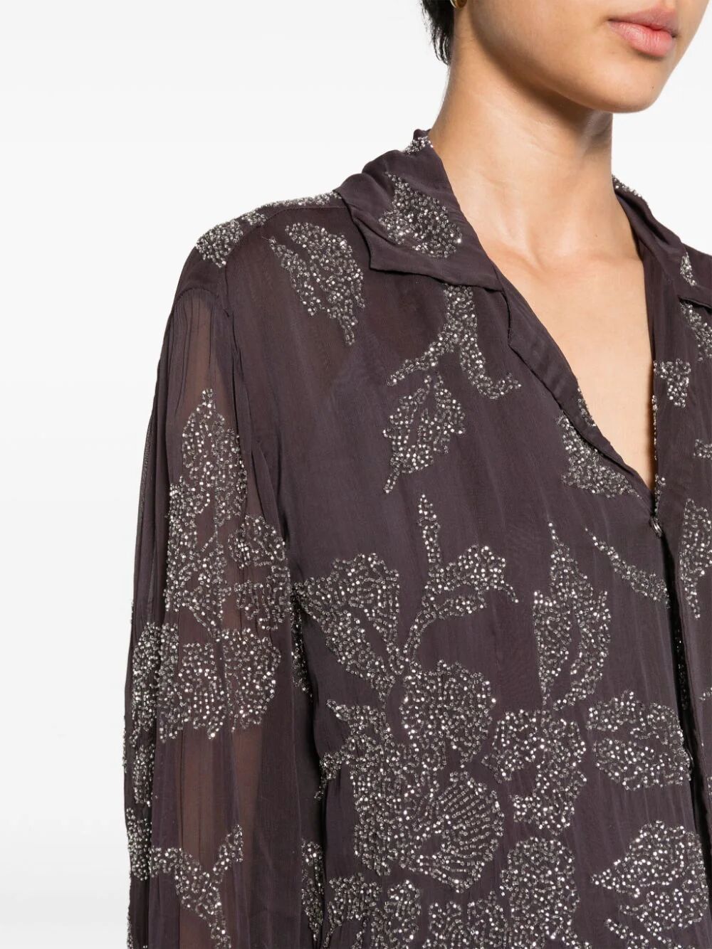 Shop P.a.r.o.s.h Oversized Shirt With Paillettes In Grey