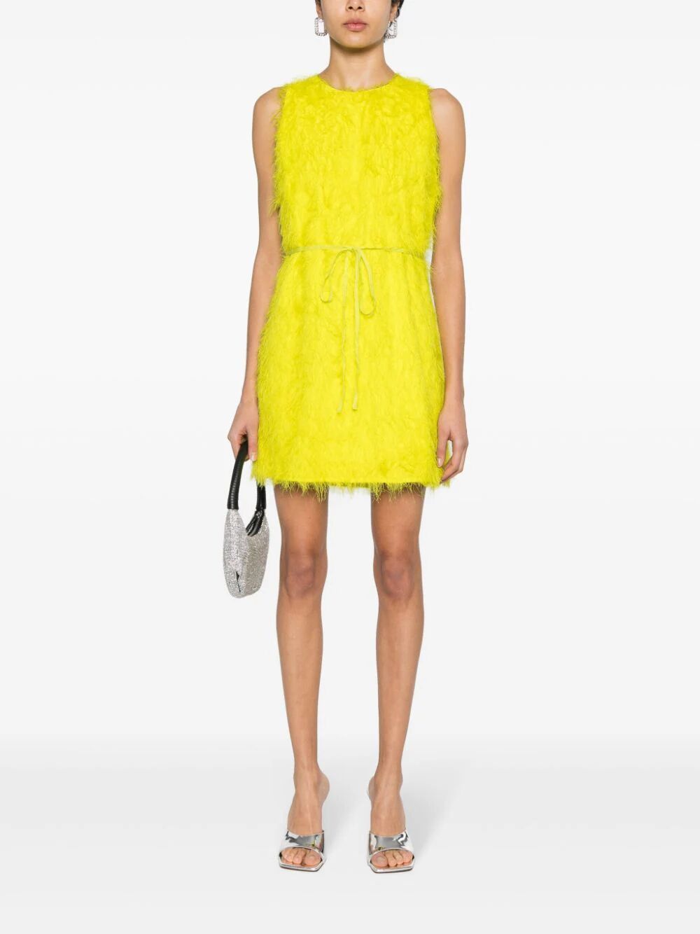 Shop Twinset Sleeveless Mini Dress With Belt In Yellow & Orange