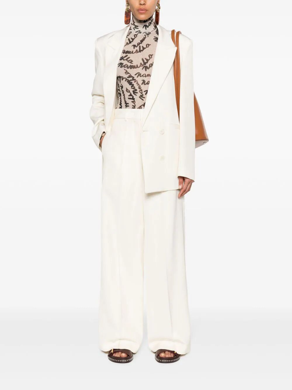 Shop Jil Sander 61 Aw 32 Wide Leg Tailored Trousers In White