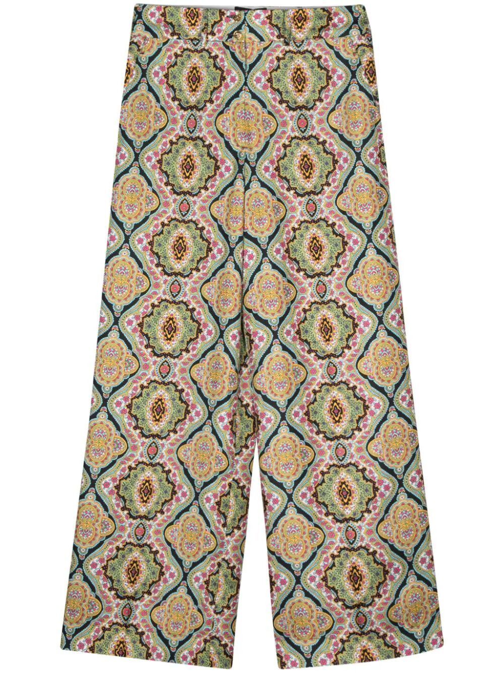Shop Etro Silk Twill Trouser In Multicolour