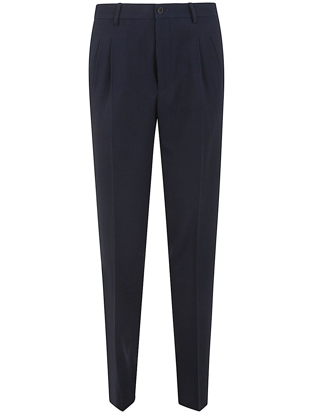 Shop Giorgio Armani Trousers With Two Pences In Blue
