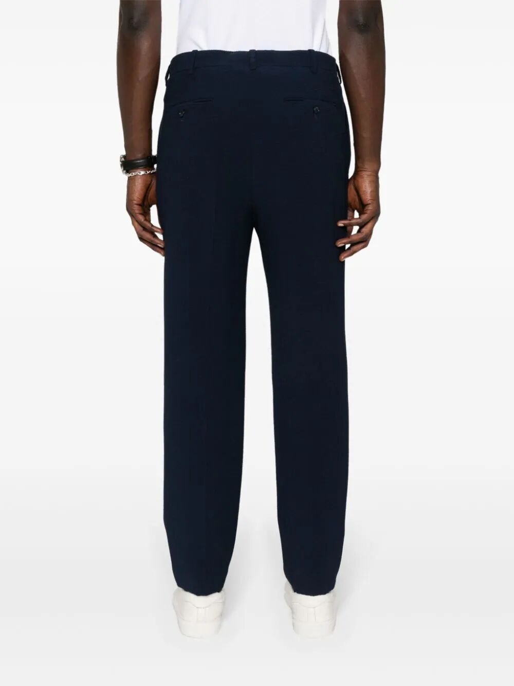 Shop Giorgio Armani Trousers With Two Pences In Blue