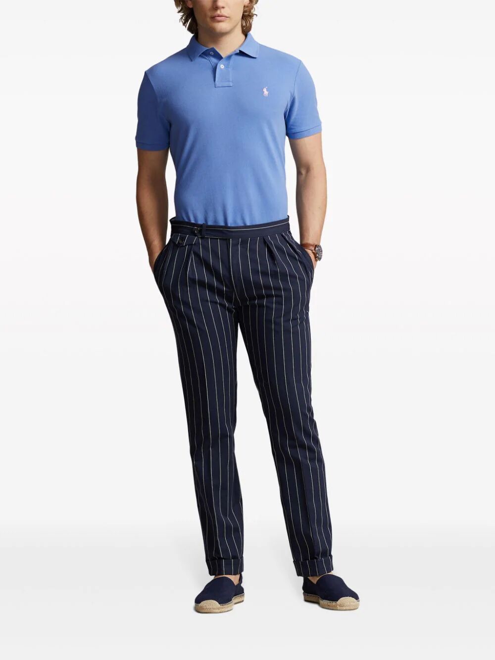 Shop Polo Ralph Lauren Slim Fit Polo In Blue