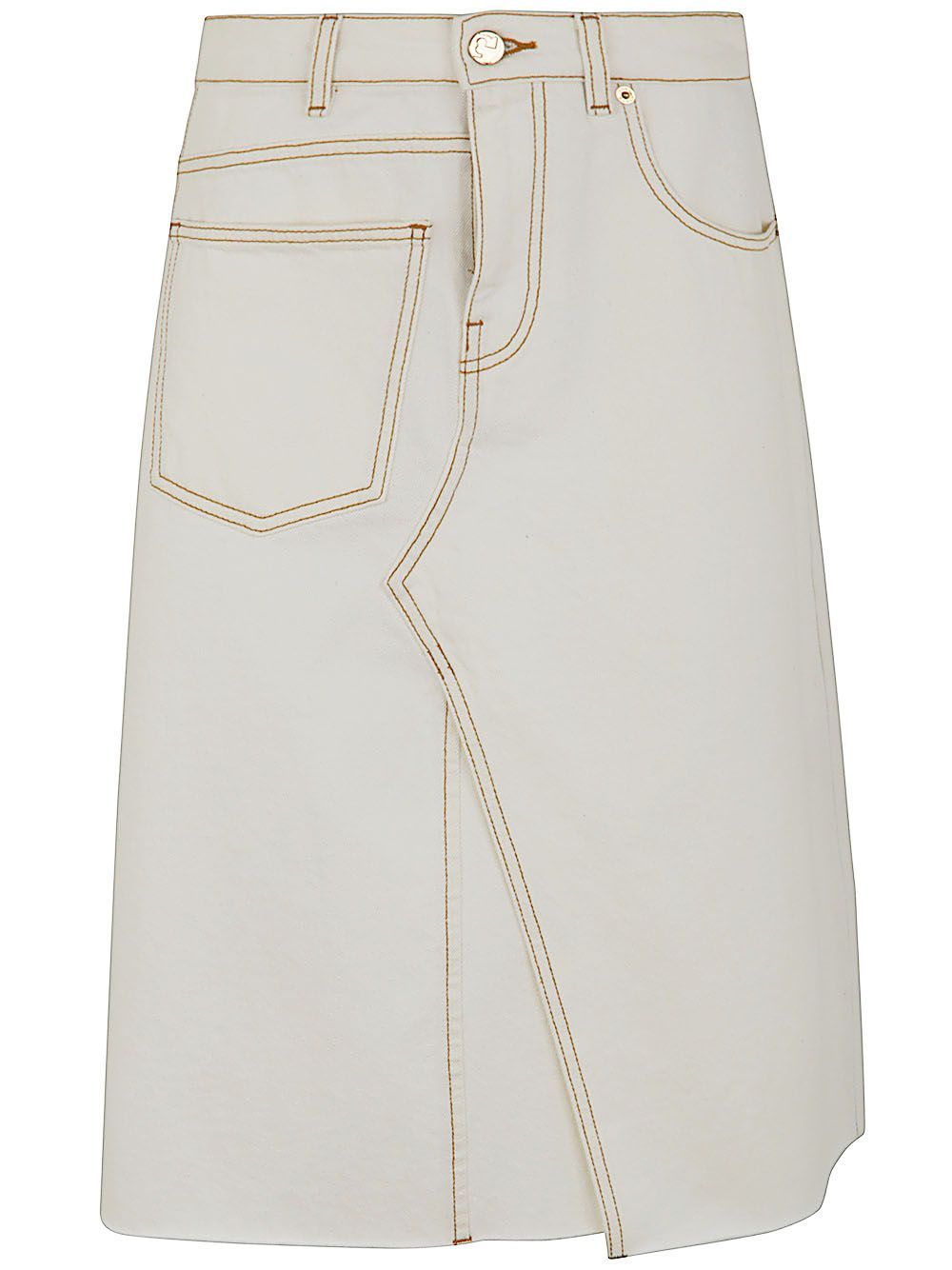 Shop Tory Burch Denim Deconstructed Skirt In White
