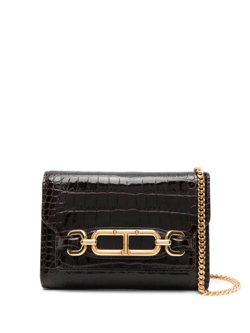 Shop Tom Ford Mini Bag On Chain In Brown