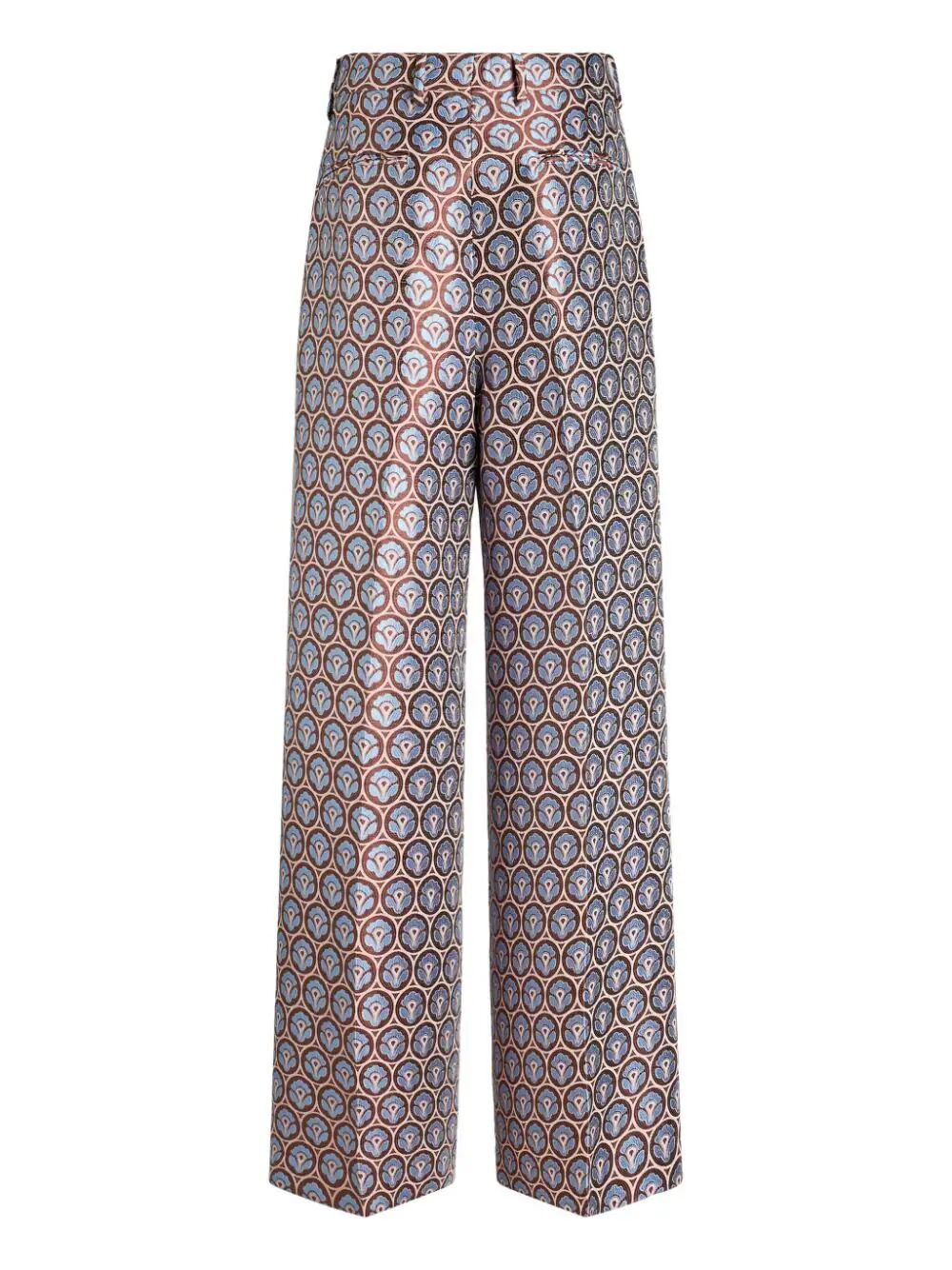 Shop Etro Jcaquard Trouser With Pences In Blue
