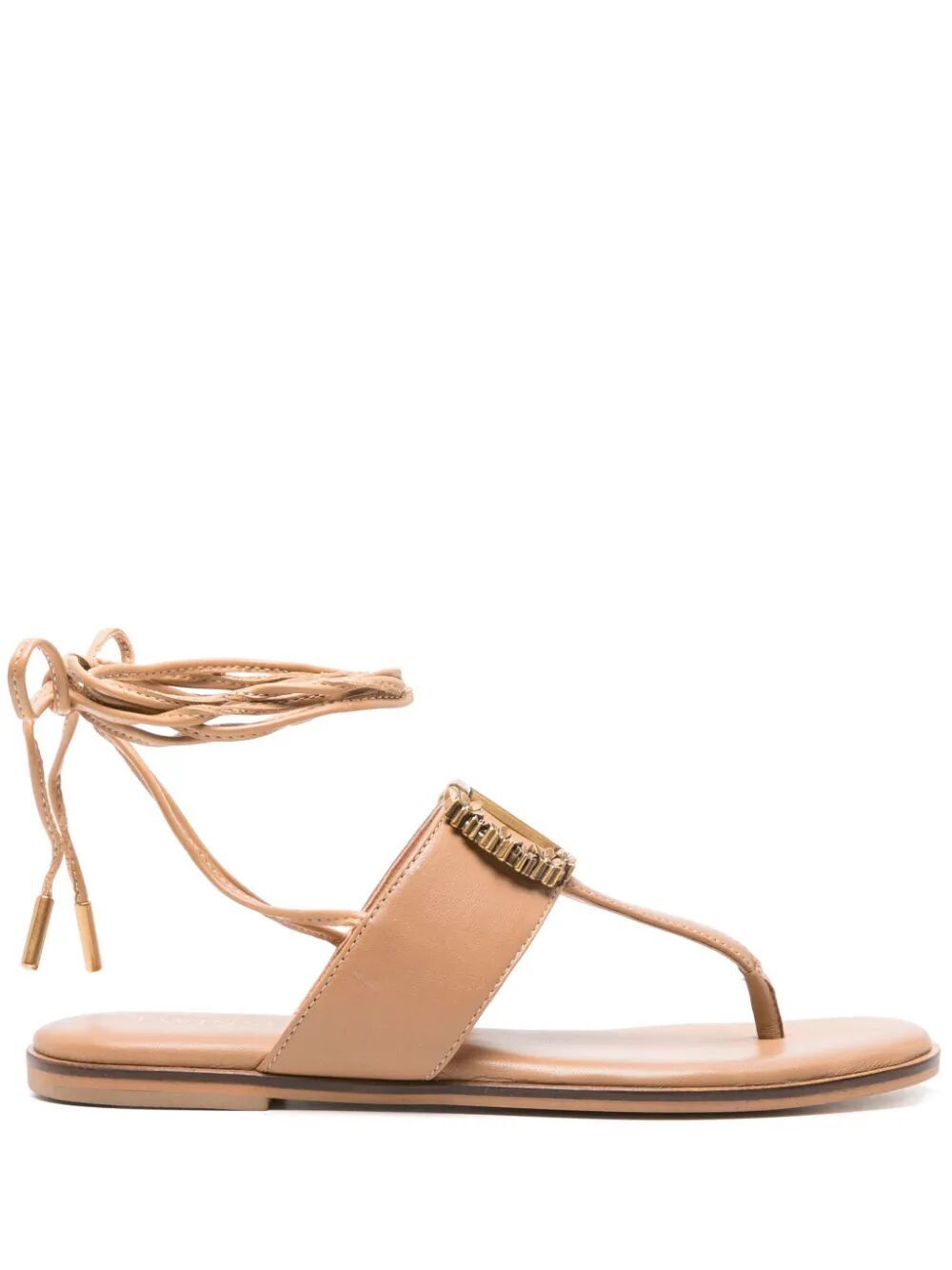 Twinset Slave Flat Sandals In Brown