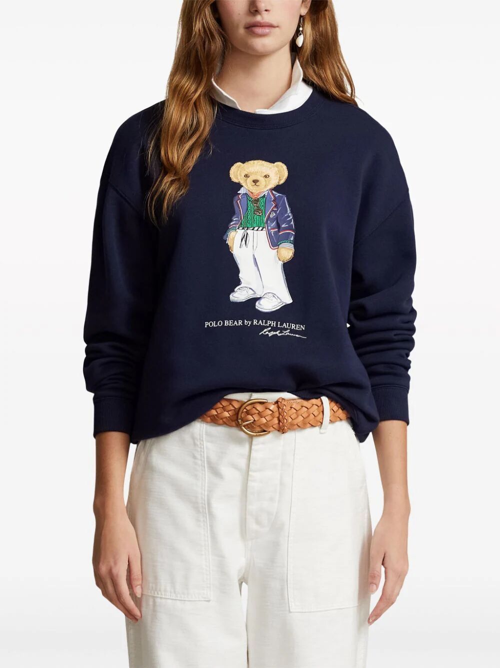 Shop Polo Ralph Lauren Crew Neck Sweatshirt With Teddy In Blue