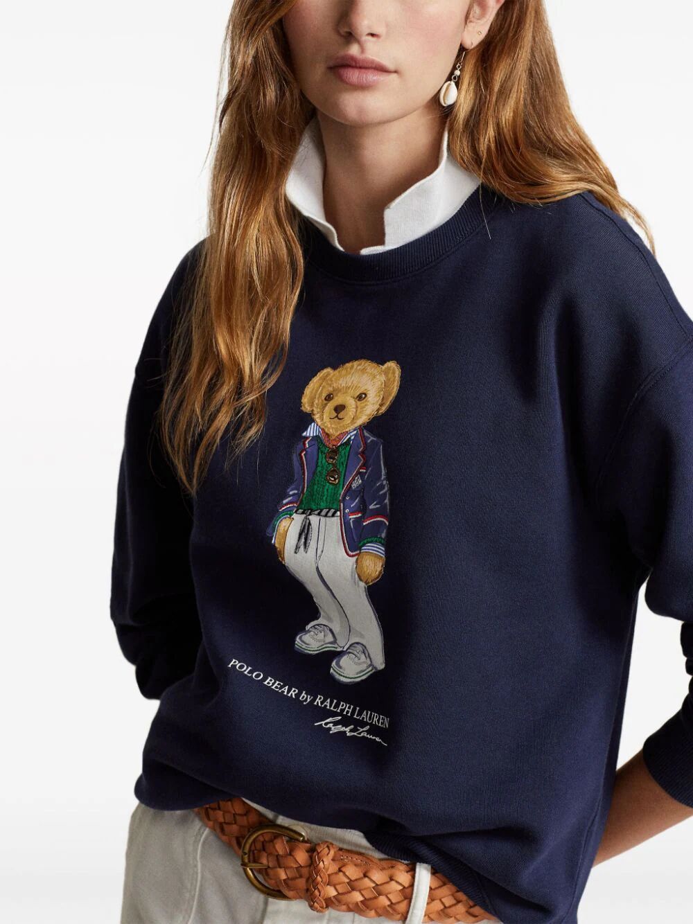Shop Polo Ralph Lauren Crew Neck Sweatshirt With Teddy In Blue