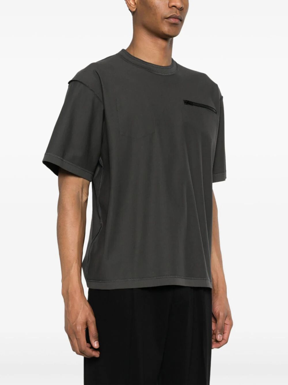 Shop Sacai Cotton Jersey T-shirt In Grey