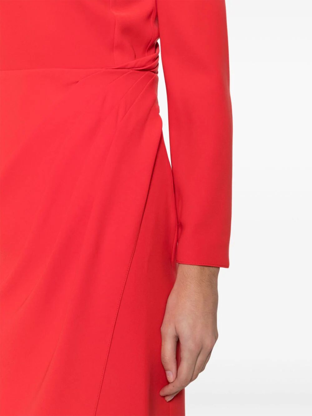 Shop Emporio Armani Long Sleeves Long Draped Dress In Red