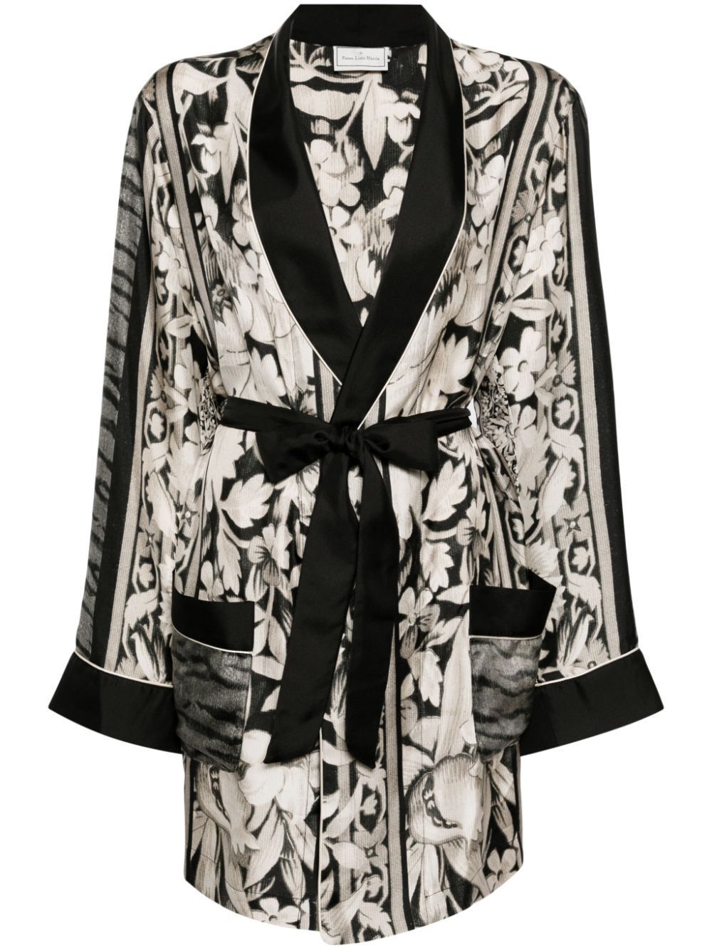 Pierre-louis Mascia Printed Kimono In Black
