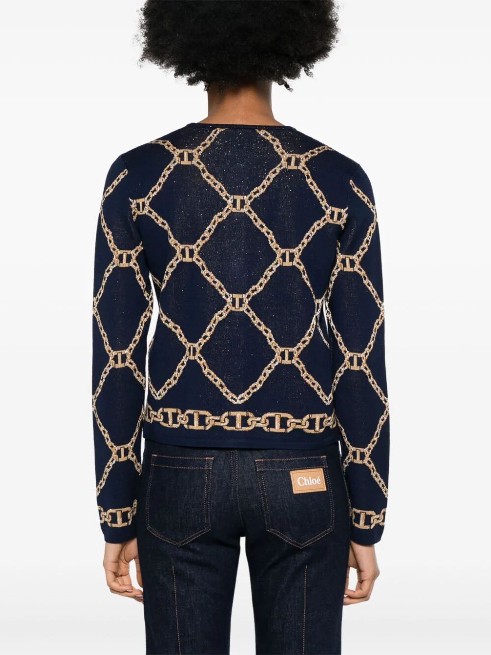 Shop Twinset Jacquard Printed Jacket In Blue