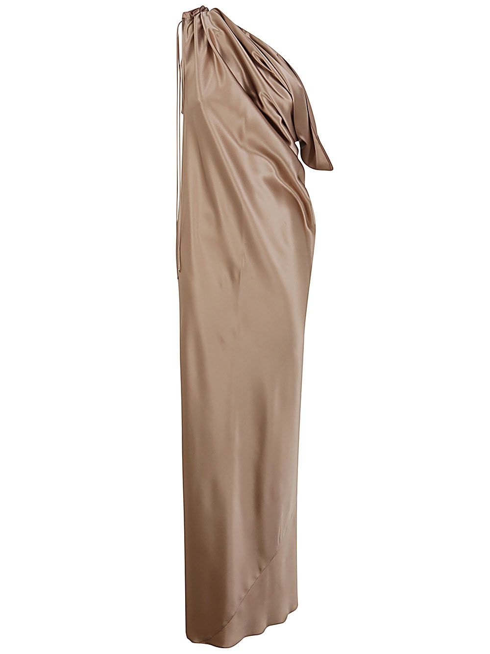 Max Mara Opera One Shoulder Dress In Brown