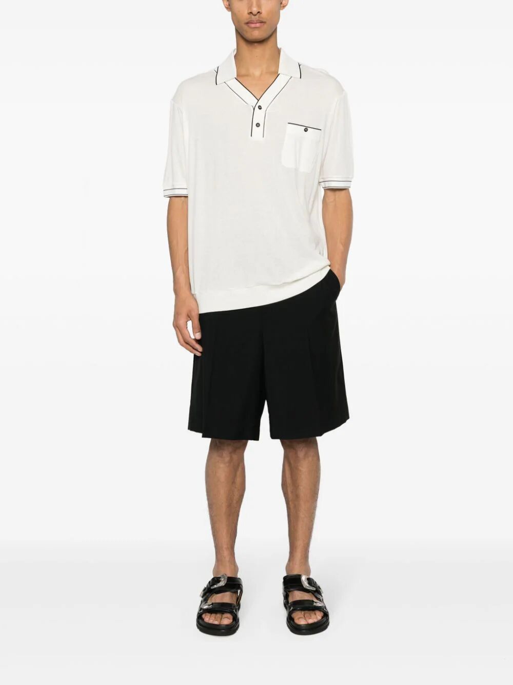 Shop Giorgio Armani Short Sleeves Polo With Pocket In White