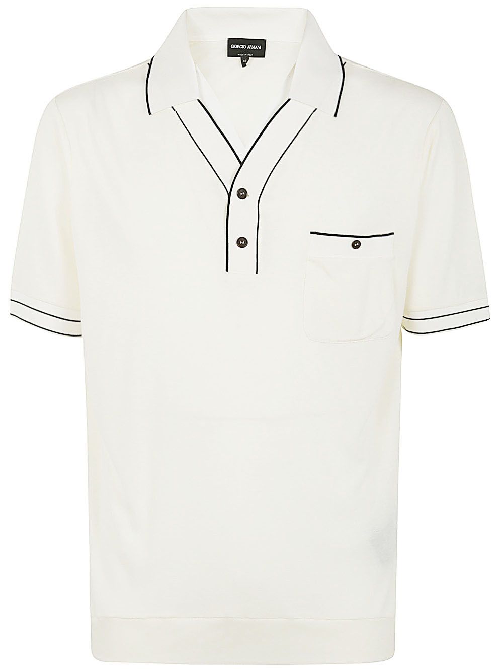 Shop Giorgio Armani Short Sleeves Polo With Pocket In White