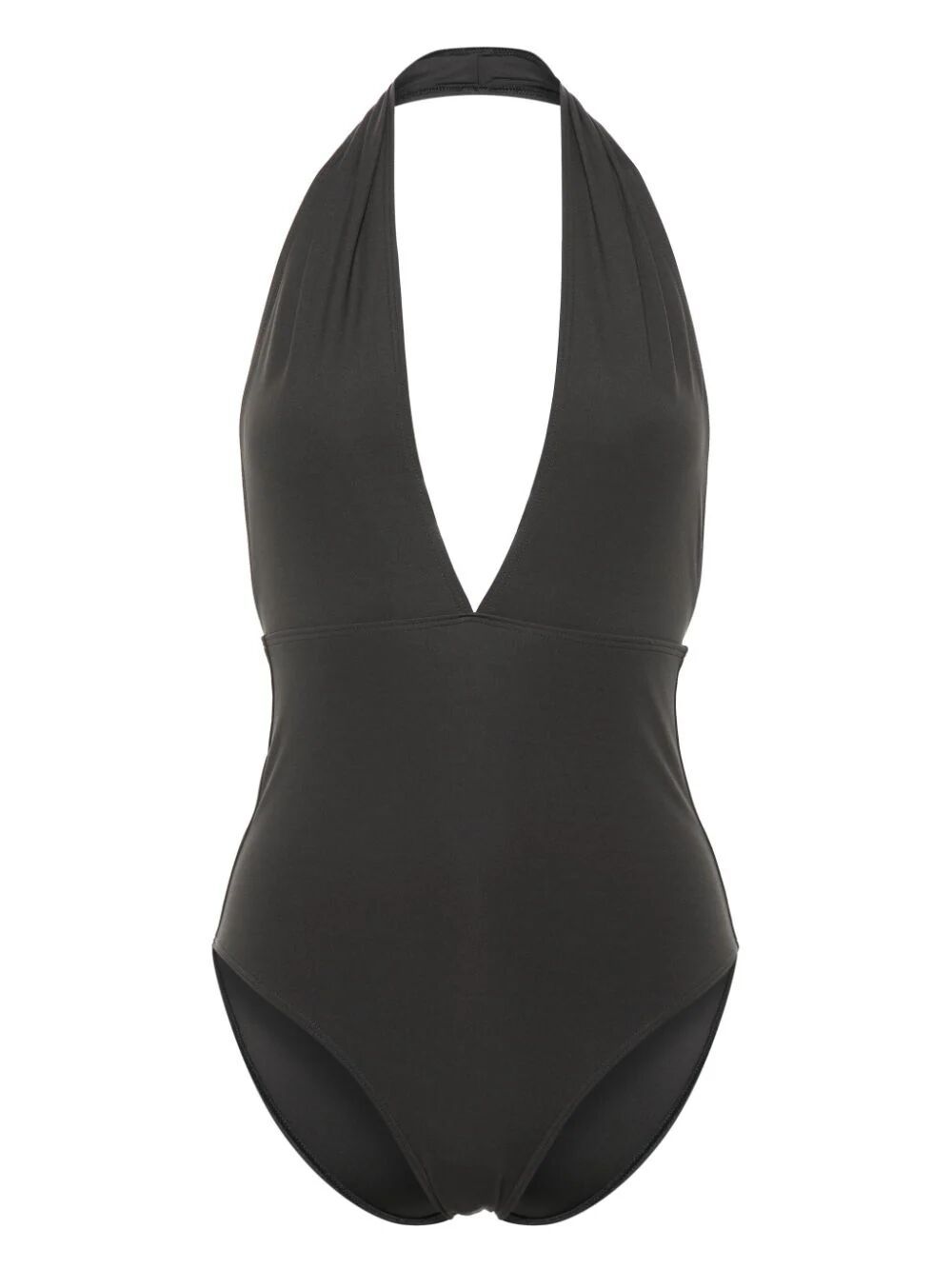Shop Totême Halterneck Swimsuit In Grey