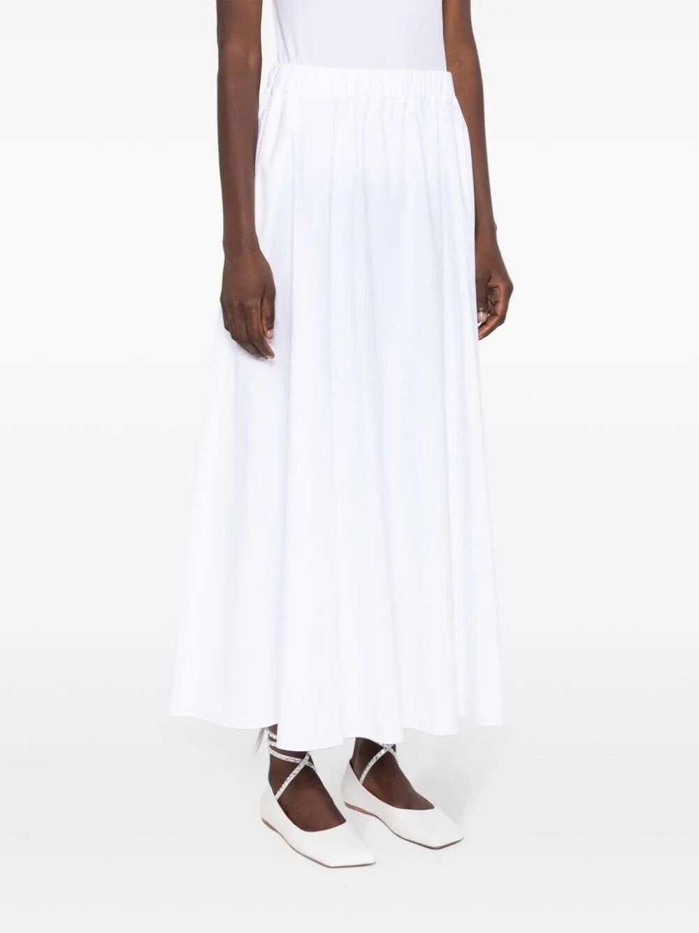 Shop P.a.r.o.s.h Long Skirt With Elastic Band In White