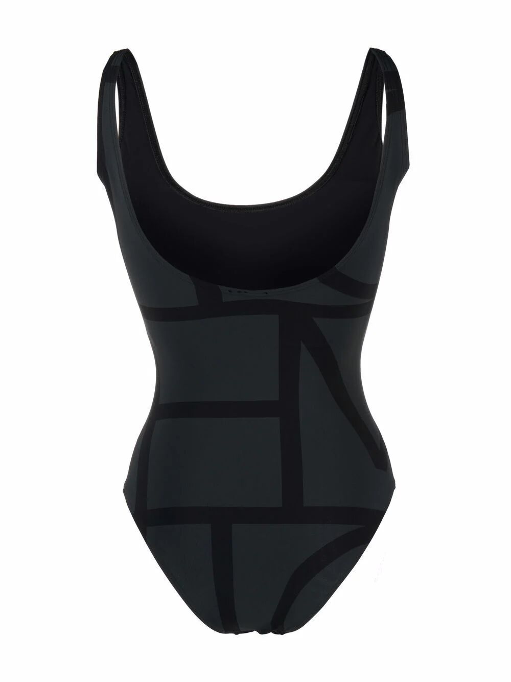 Shop Totême Monogram Swimsuit In Black